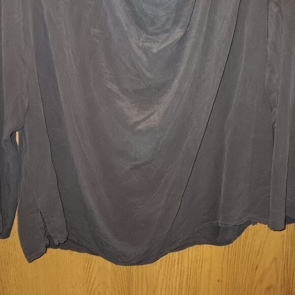 Eileen Fisher Woman black silk drape U-neck popover blouse plus size 2X - Picture 6 of 10